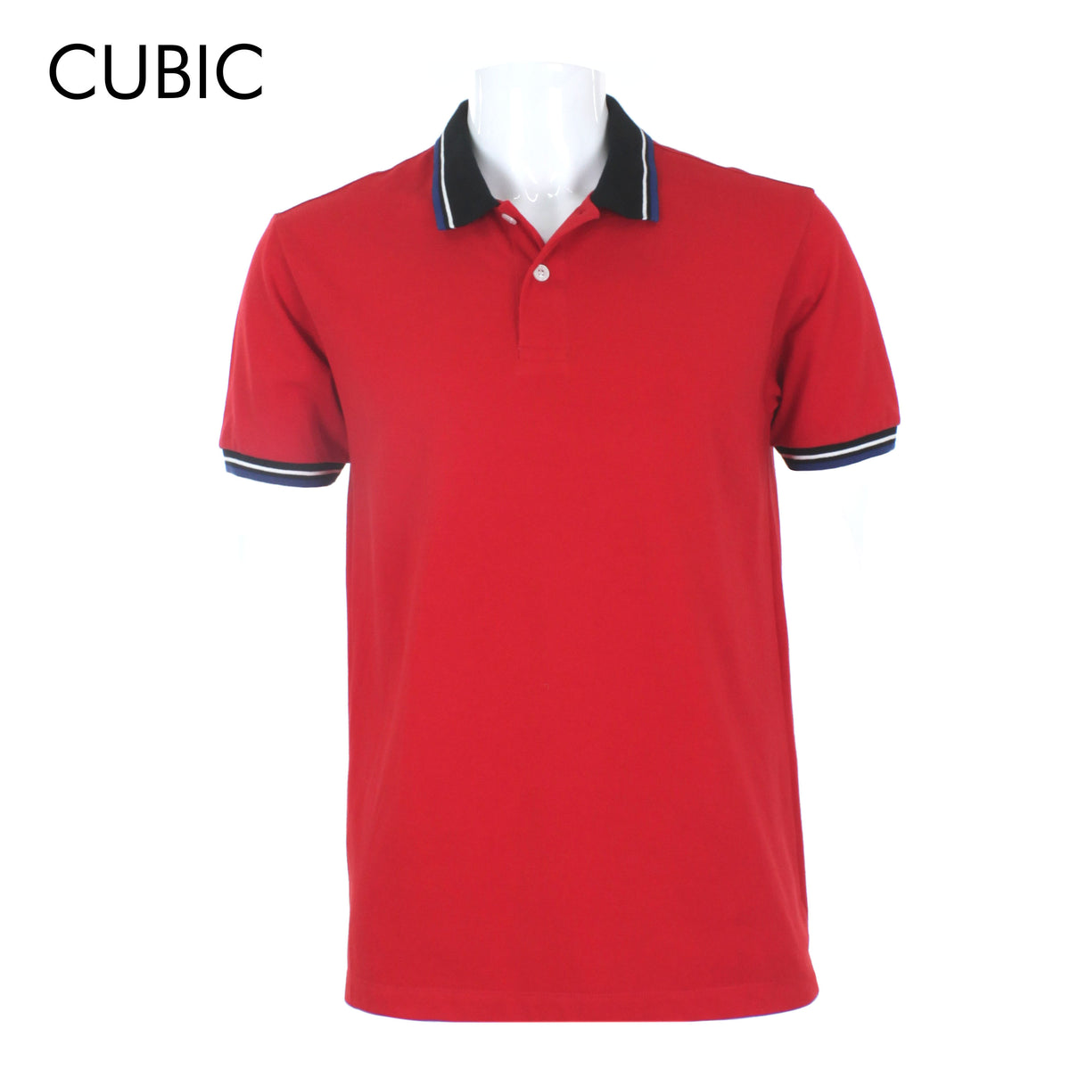 Cubic Mens Pique  Polo Shirt with Tipping  Polo-shirt Collar Top Top for Men - CMBPC03H