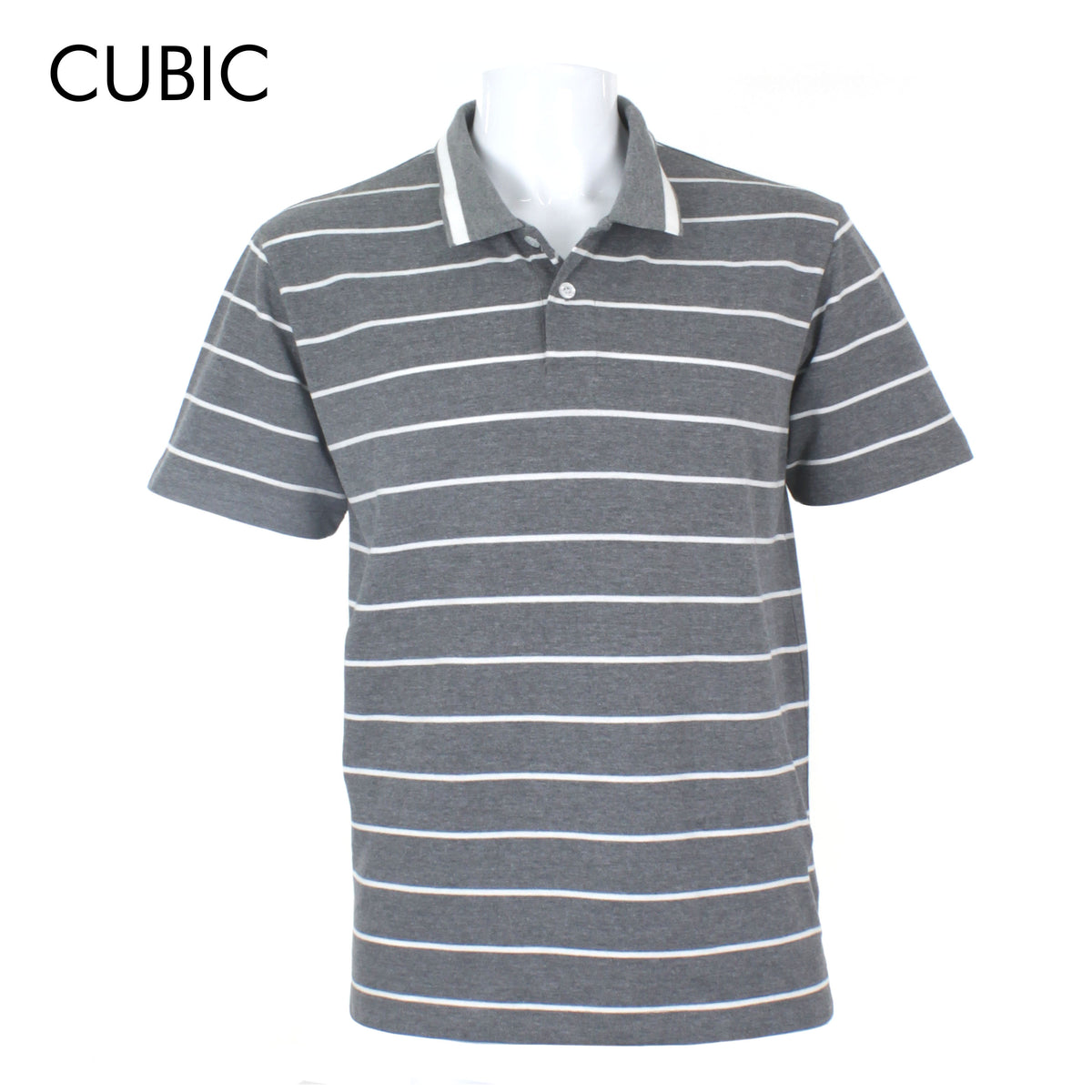 Cubic Mens Pique Stripes  Polo Shirt Polo-shirt Collar Top Top for Men - CMS2411H