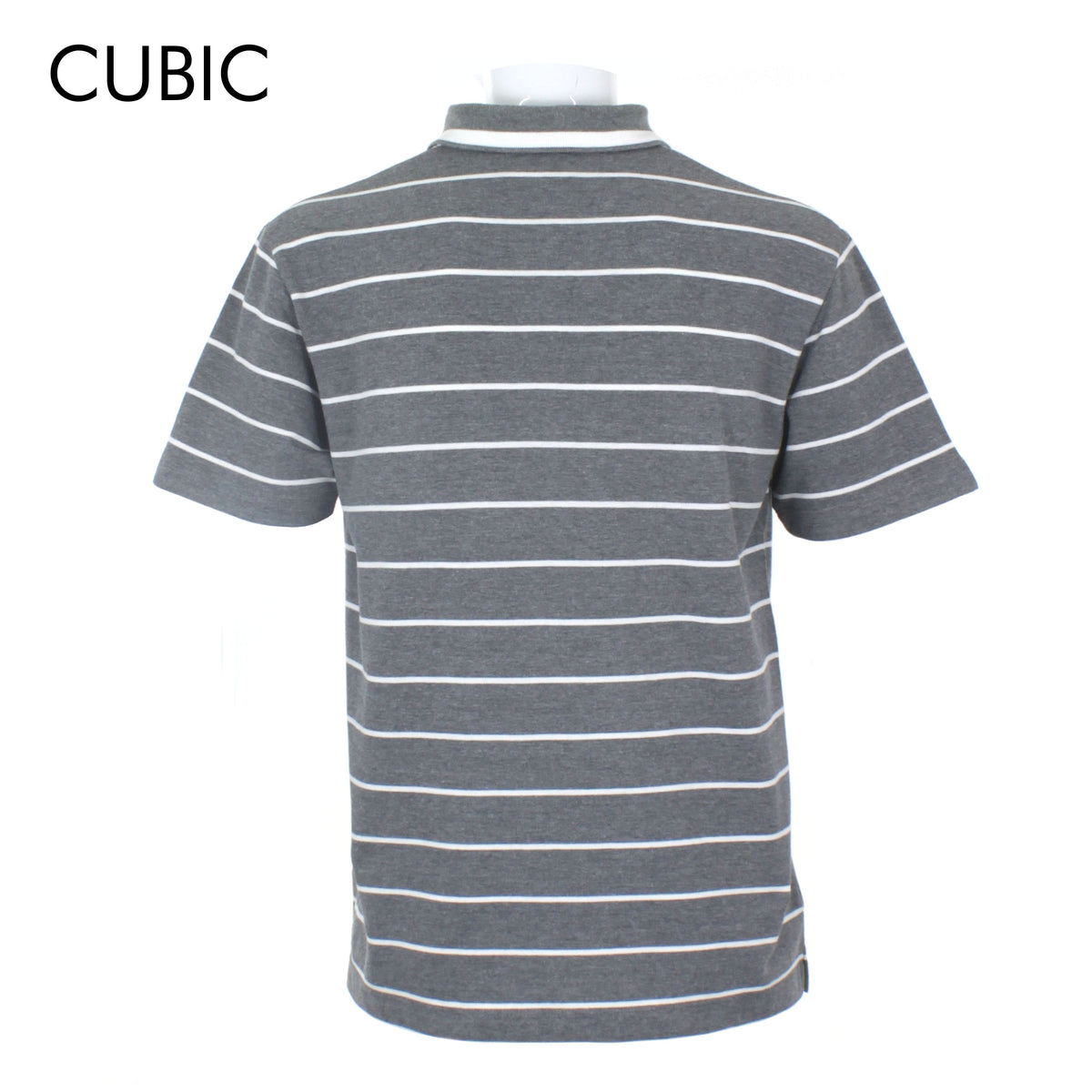 Cubic Mens Pique Stripes  Polo Shirt Polo-shirt Collar Top Top for Men - CMS2411H