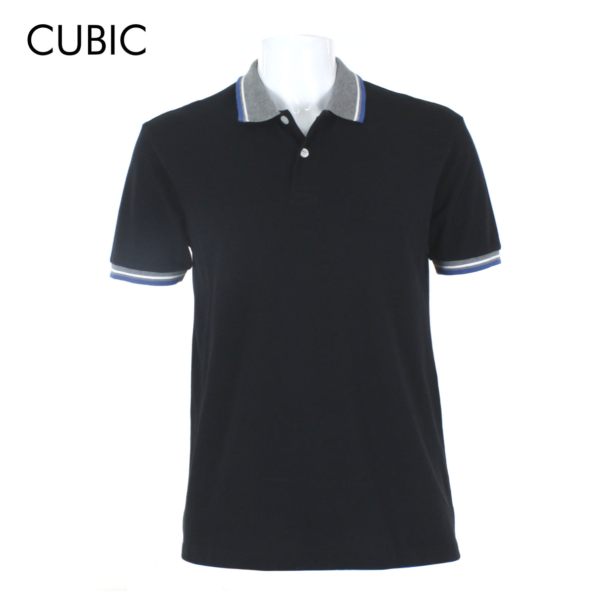 Cubic Mens Pique  Polo Shirt with Tipping  Polo-shirt Collar Top Top for Men - CMBPC03H