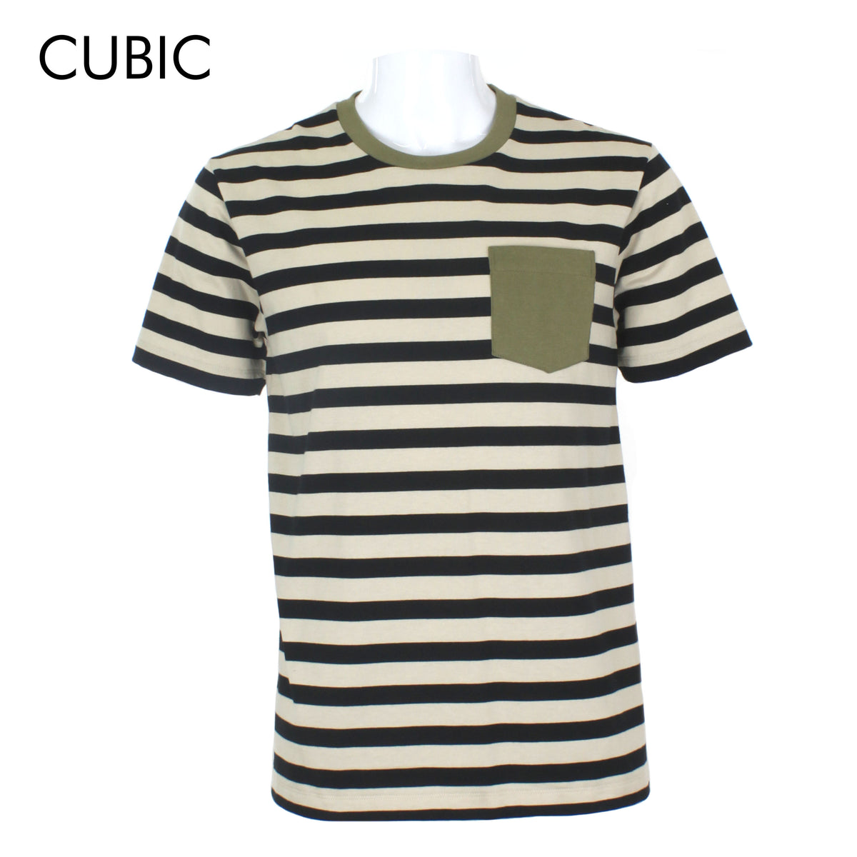 Cubic Mens Stripes   Round Neck Tees T-Shirt Shirt Top Top for Men - CMS2412R