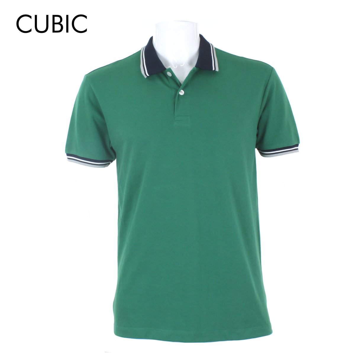 Cubic Mens Pique  Polo Shirt with Tipping  Polo-shirt Collar Top Top for Men - CMBPC03H