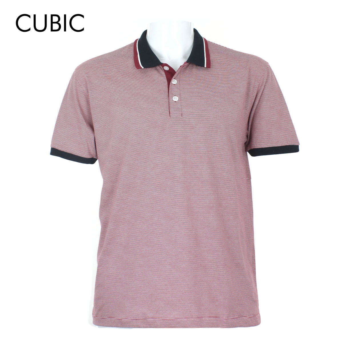 Cubic Mens Stripes  Polo Shirt Polo-shirt Collar Top Top for Men - CMS2321C