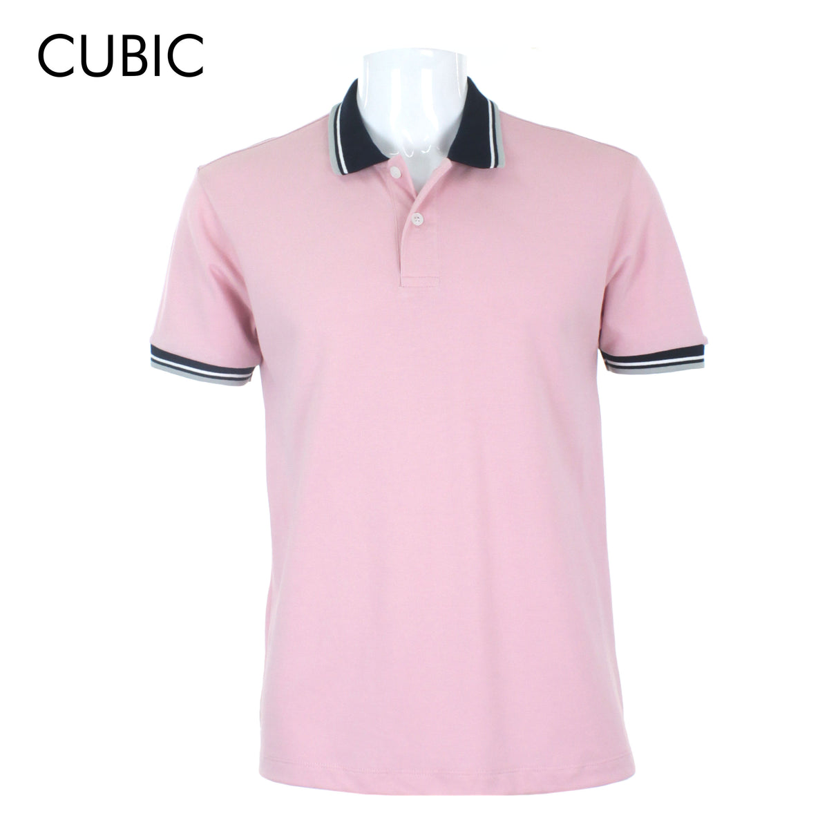 Cubic Mens Pique  Polo Shirt with Tipping  Polo-shirt Collar Top Top for Men - CMBPC03H