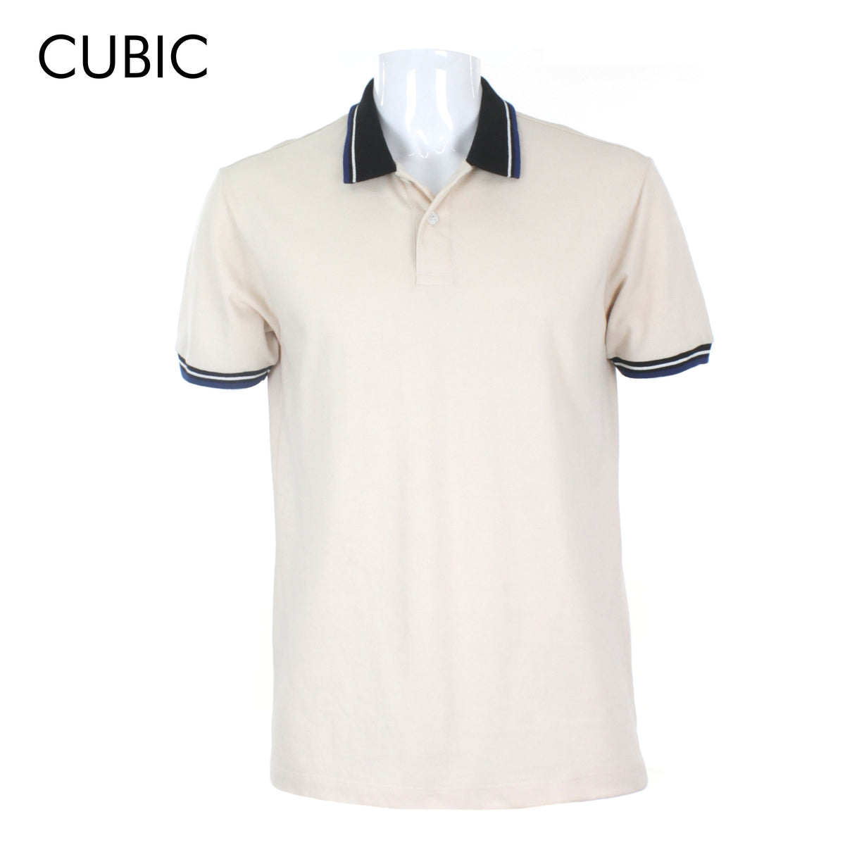 Cubic Mens Pique  Polo Shirt with Tipping  Polo-shirt Collar Top Top for Men - CMBPC03H